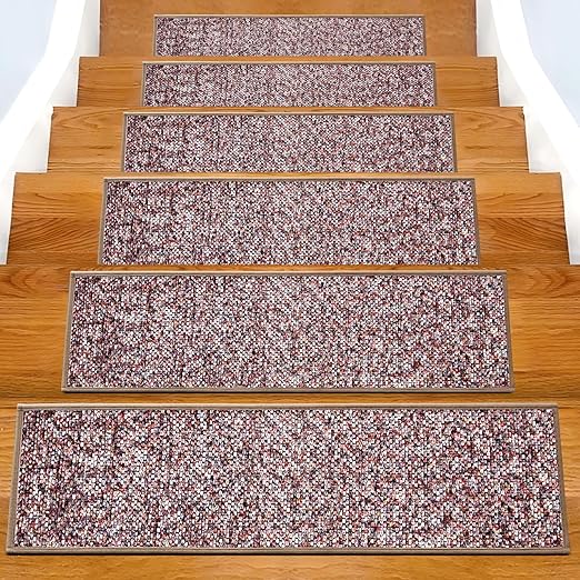 Non-Slip Carpet Stair Treads 4PCS, 8"x30" Peel and Stick Stair Runner for Wooden Steps Indoor, Washable Reusable Adhesive Backing, Pet-Friendly Safety Mats for Kids, Elders, Dogs