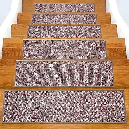 Non-Slip Carpet Stair Treads 4PCS, 8"x30" Peel and Stick Stair Runner for Wooden Steps Indoor, Washable Reusable Adhesive Backing, Pet-Friendly Safety Mats for Kids, Elders, Dogs