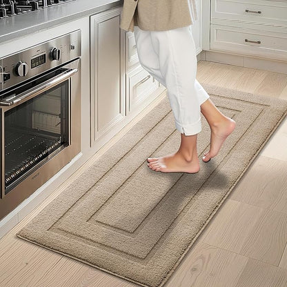 GRANNY SAYS Kitchen Mats for Floor Resist Dirt Kitchen Rugs Non Slip Washable, Long Rug Runner for Sink Laundry Thick Durable Polypropylene Comfort Standing, 47" x 20", Khaki