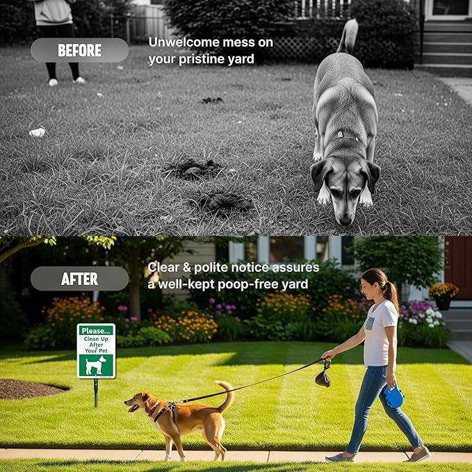 SmartSign10 x 7 inch Please Clean Up After Your Pet Yard Sign with DOG Graphic, 40 mil Laminated Rustproof Aluminum, 21.5 inch tall Sign and Stake Kit by SmartSign, 100+ Years of Sign Expertise
