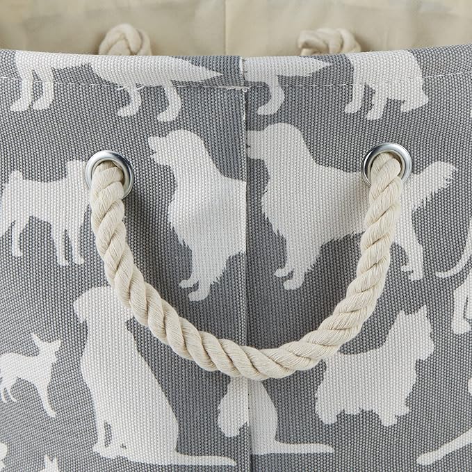 Bone Dry Pet Storage Collection Collapsible Bin, Small Round, 9x12", Gray Dog Show Print