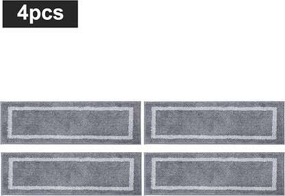 COSY HOMEER Soft Stair Treads Non-Slip Carpet Mat 28inX9in Indoor Stair Runners for Wooden Steps, Stair Rugs for Kids and Dogs, 100% Polyester TPE Backing 4pcs, Grey,Square