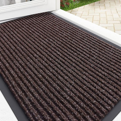 OLANLY Front Door Mat Indoor Outdoor Entrance, Waterproof Heavy Duty Doormat, Fade Resistant, Low Profile, Easy Clean Patio Porch Welcome Floor Mats for Entry, 35x23, Tan