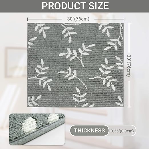 Carpet Stair Treads, Non-Slip Landing Mat for Wooden Steps Indoor, 30"x 30" Peel and Stick Soft Stair Rugs for Pets Non Skid Wood Staircase Step Treads Reusable, Grey