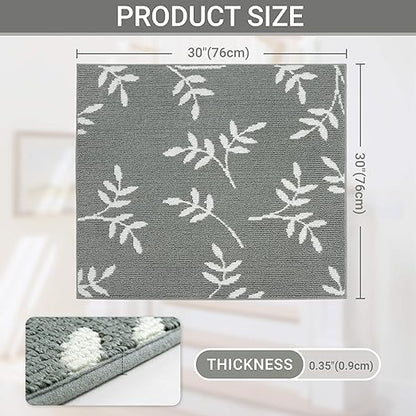 Carpet Stair Treads, Non-Slip Landing Mat for Wooden Steps Indoor, 30"x 30" Peel and Stick Soft Stair Rugs for Pets Non Skid Wood Staircase Step Treads Reusable, Grey