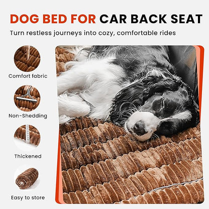 Backseat Dog Bed Mat for Car, Non-Slip Dog Bed for Car Back Seat, Soft & Cozy Dogs Blanket, Washable Travel Pet Mat Seat Protector for Cars, SUVs, Trucks