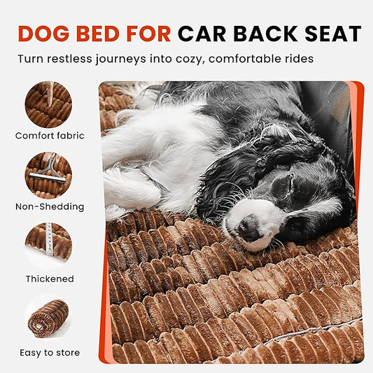 Backseat Dog Bed Mat for Car, Non-Slip Dog Bed for Car Back Seat, Soft & Cozy Dogs Blanket, Washable Travel Pet Mat Seat Protector for Cars, SUVs, Trucks