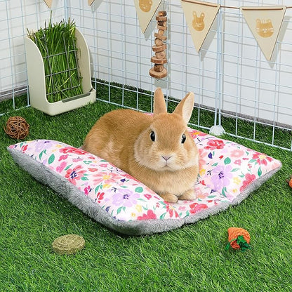 Rabbit Bed 15"X14"Thickened and Soft Bunny Bed Washable Cuddle Cushion Plush Mat Double-Sided Plush Small Pet Flop Mat Cotton Pillow for Rabbit