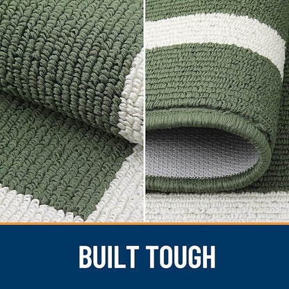 OLANLY Indoor Door Mat, 59x20, Non-Slip Absorbent Resist Dirt Entrance Mat, Washable Low-Profile Inside Entry Doormats for Entryway, Green