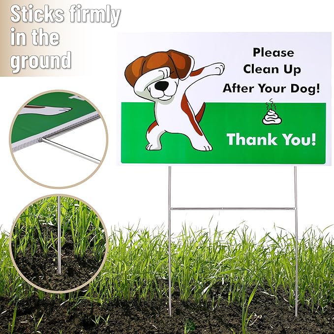 Mr. Pen- No Pooping Dog Signs for Yard, Clean Up After Your Dog Signs with H-Stake Stand, Waterproof