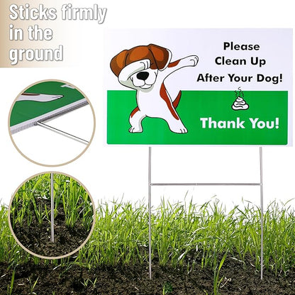 Mr. Pen- No Pooping Dog Signs for Yard, Clean Up After Your Dog Signs with H-Stake Stand, Waterproof