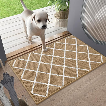 Finchitty Indoor Door Mat, Dirt Resistant and Absorbent, Low-Profile, Non-Slip, Washable Inside Floor Mats for Front Door, Back, and Entrance, 32" x 20", Beige