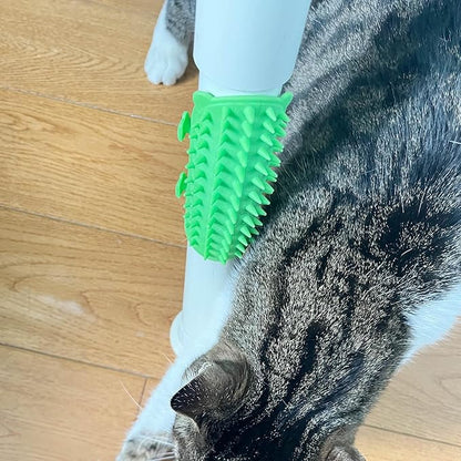 4 Pcs Cat Self Groomer Brush - Adjustable Silicone Pet Grooming & Massage Tool Face Itch Relief Scratching Hair Scrubber Table Leg Dual Strap Design for Cats & Dogs (Green)