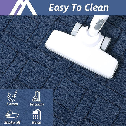COSY HOMEER Door Mat Indoor Entrance, Non-Slip Absorbent Doormat for Front Door, Low-Profile Entryway Mat for Dirty Paws, Washable Dirt Trapper Mats (20"x32", Blue)
