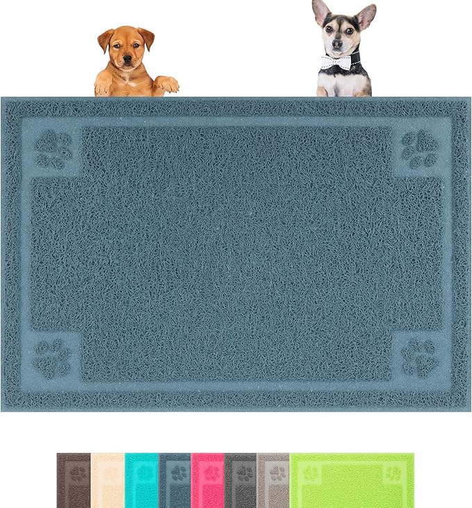Darkyazi Pet Feeding Mat Large for Dogs and Cats,24"×16" Flexible and Easy to Clean Feeding Mat,Best for Non Slip Waterproof Feeding Mat. (Silver Blue)