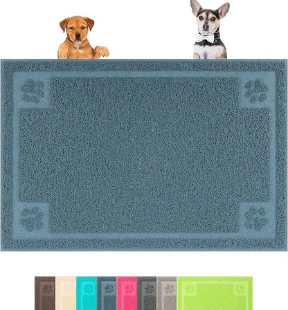 Darkyazi Pet Feeding Mat Large for Dogs and Cats,24"×16" Flexible and Easy to Clean Feeding Mat,Best for Non Slip Waterproof Feeding Mat. (Silver Blue)