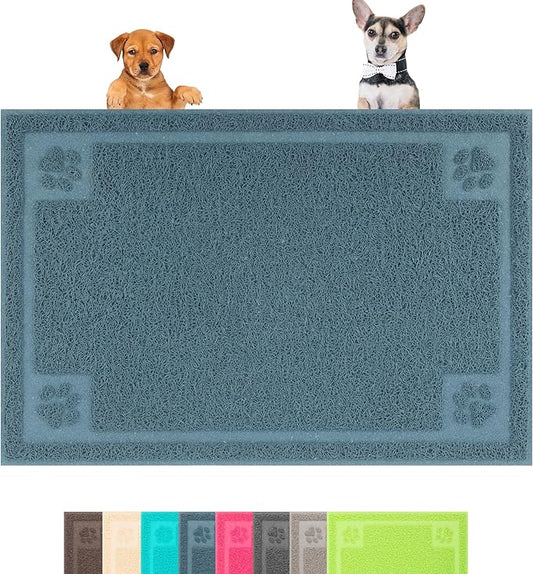 Darkyazi Pet Feeding Mat Large for Dogs and Cats,24"×16" Flexible and Easy to Clean Feeding Mat,Best for Non Slip Waterproof Feeding Mat. (Silver Blue)