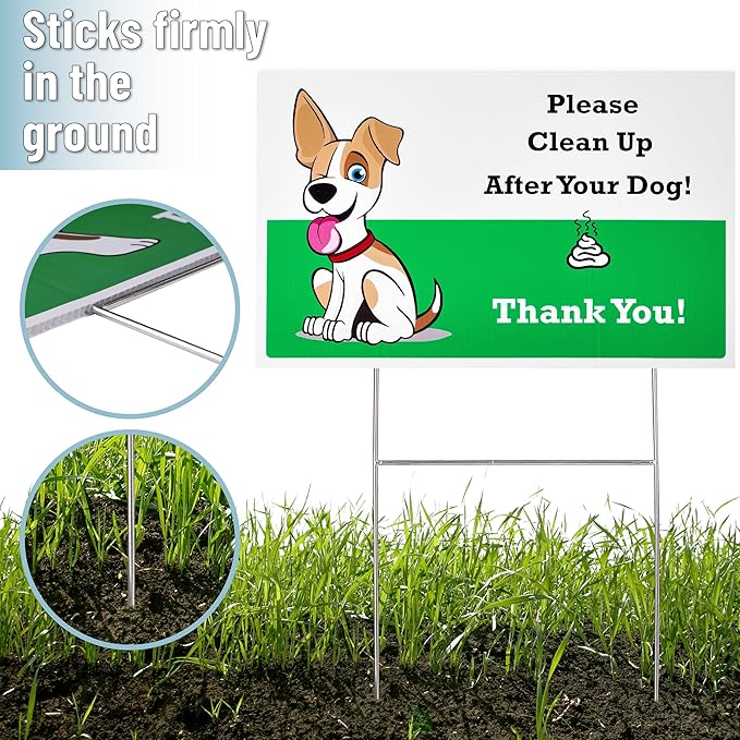 Mr. Pen- No Pooping Dog Signs for Yard, Clean Up After Your Dog Signs with H-Stake Stand, Waterproof