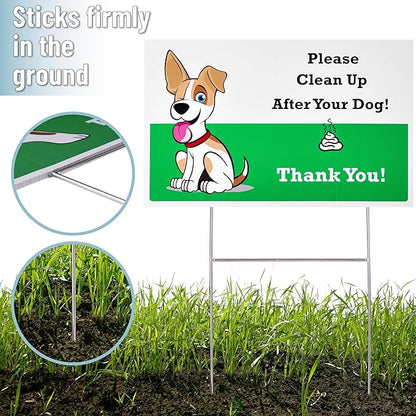 Mr. Pen- No Pooping Dog Signs for Yard, Clean Up After Your Dog Signs with H-Stake Stand, Waterproof