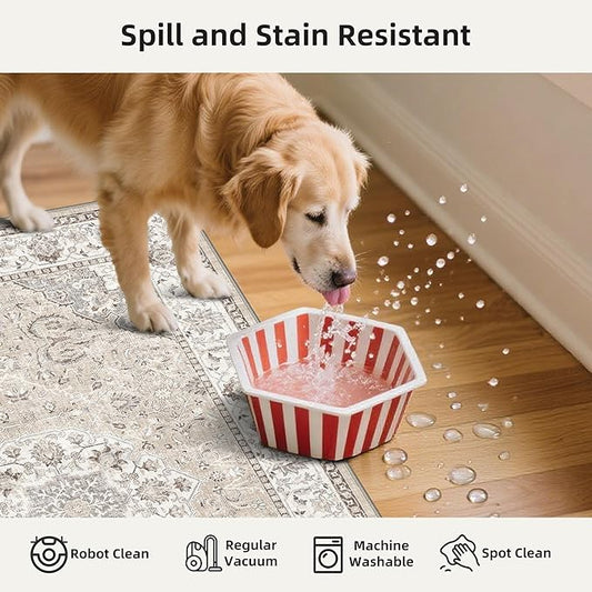 Washable Kitchen Rug Set of 3: Boho Non-slip Soft Stove Sink Mat Light Weight Stain Resistant Carpet for Dog Bowl Area Comfort Tile/Hardwood Floors Protection Mat for Entryway Foyer(2x3+2x4+2x5,Beige)