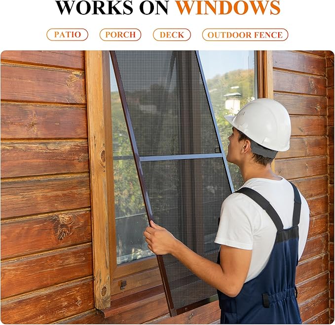 MAGZO Pet Proof Window&Door Screen Replacement Mesh, 60" W x 96" L, Best Vinyl Coated Polyester Dog Cat Resistant Heavy Duty, DIY Adjustable Net Netting Curtain Wire Fits Any Smaller Size, Black