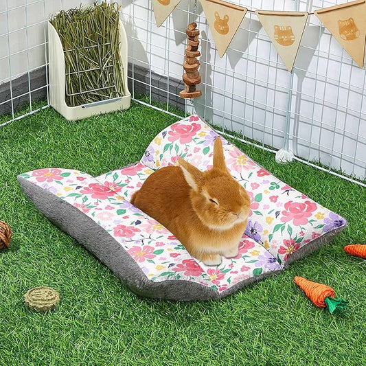 Rabbit Bed 18"X15"Thickened and Soft Bunny Bed Washable Cuddle Cushion Plush Mat Double-Sided Plush Small Pet Flop Mat Cotton Pillow for Rabbit