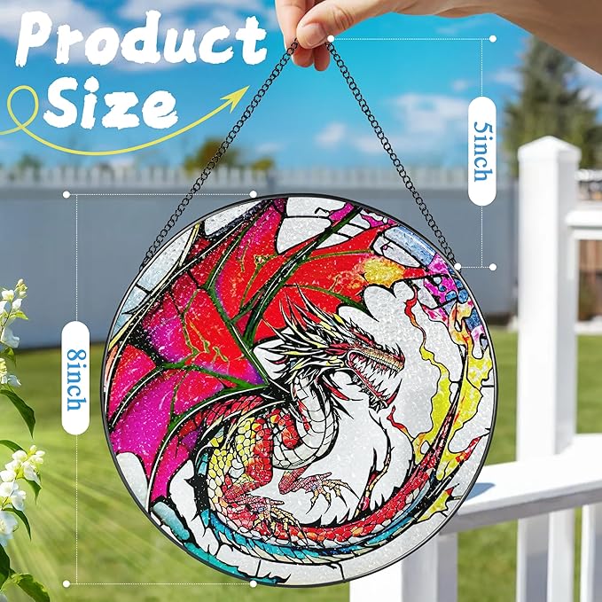 Stained Glass Window Hanging, Stained Glass Suncatcher, Dragon Sun Catcher, Window Hanging Decor, Dragon Gift, Gifts for Fathers Day, Christmas or Birthday Gift, Gifts for Him Dad Grandfather Son