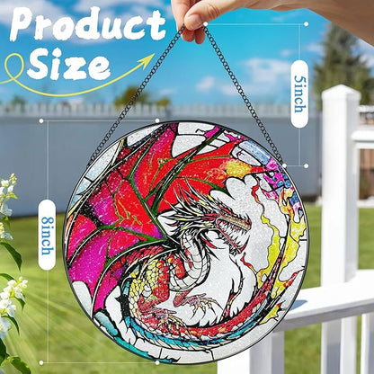 Stained Glass Window Hanging, Stained Glass Suncatcher, Dragon Sun Catcher, Window Hanging Decor, Dragon Gift, Gifts for Fathers Day, Christmas or Birthday Gift, Gifts for Him Dad Grandfather Son