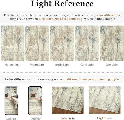 2x8 Runner Rug Washable Beige Brown Abstract Modern Neutral Hallway Carpet Non Slip Soft Low Pile Indoor Kitchen Carpet Contemporary Aesthetic Long Rug Bathroom Bedroom Laundry