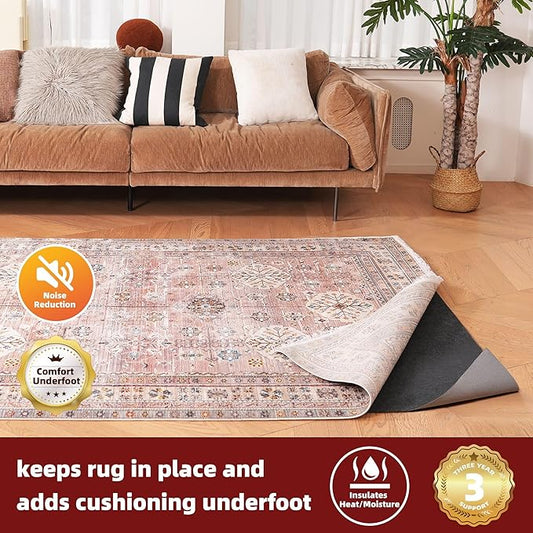 BAGAIL Felt and Natural Rubber Backing Rug Pads 1/8” Thick, 10 x 14 Ft Non Slip Rug Gripper Keep Rugs in Place, Under Area Rug Protective Cushioned Pads, Carpet Runners, Hardwood Floors Protection