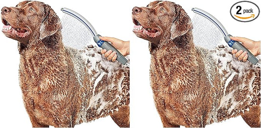 Waterpik Pet Wand Pro Dog Shower Attachment for Fast and Easy Dog Bathing and Cleaning,Indoor-and Outdoor Sprayer Includes 8-Foot Flex Hose,Blue/Grey,PPR-252E,(Pack of 2)