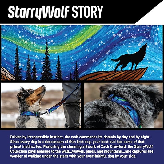 Wolfgang Heavy Duty, Adjustable Dog Collar with Quick Release Nylon Buckle for Walking & Training, StarryWolf Print, Small