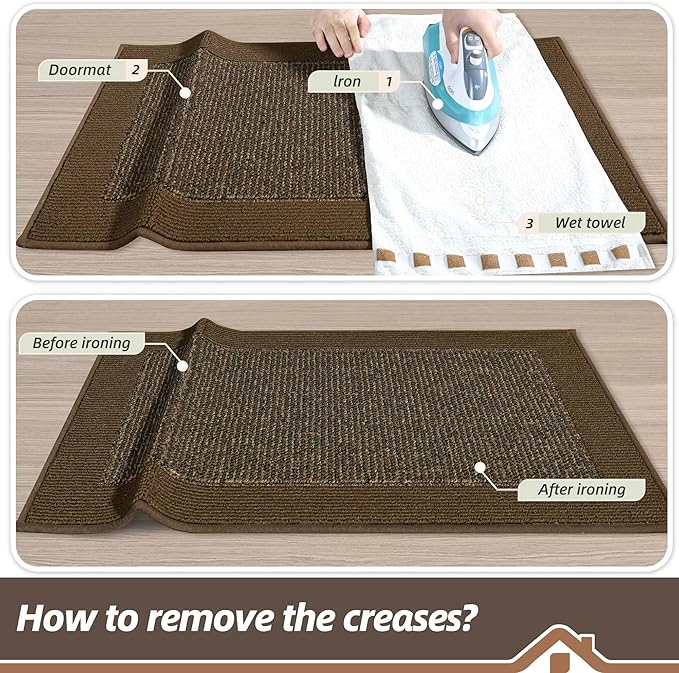 BEQHAUSE Indoor Door Mat 20" x 48", Dirt Trapper Door Mats Non-Slip Entryway Rugs Washable, Resist Dirt Absorbent Welcome Mat, Low Profile Floor Mats for Front Back Door and Entryway, Brown