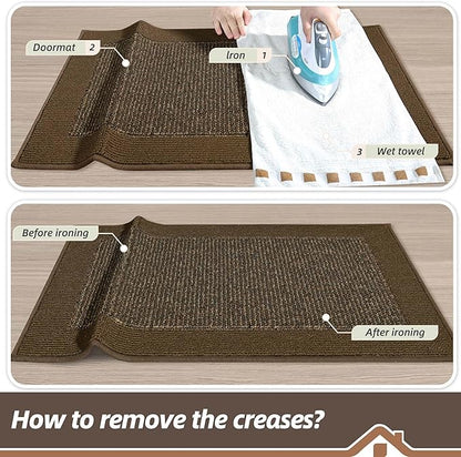 BEQHAUSE Indoor Door Mat 20" x 48", Dirt Trapper Door Mats Non-Slip Entryway Rugs Washable, Resist Dirt Absorbent Welcome Mat, Low Profile Floor Mats for Front Back Door and Entryway, Brown