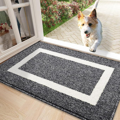 OLANLY Indoor Door Mat, 30x17, Non-Slip Absorbent Resist Dirt Entrance Mat, Washable Low-Profile Inside Entry Doormats for Entryway, Black