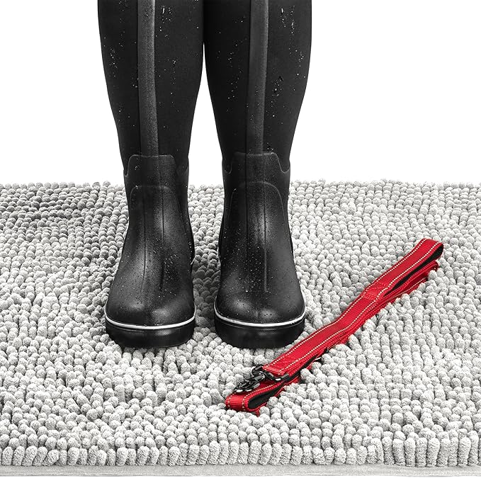 DogBuddy Dog Door Mat for Muddy Paws, Absorbent Microfiber Pet Rug, Waterproof Non-Slip Doormat, Washable Rugs for Dogs, Entryway Indoor Outdoor Mat, Dog Supplies (XL, Mist)