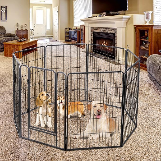 ZENY Dog Playpen 40Inch 8 Panels, Heavy Duty Pet Dog Pen Indoor, Metal Dog Fence with Doors, Foldable Animal Outdoor Exercise Pen for Yard, RV, Camping