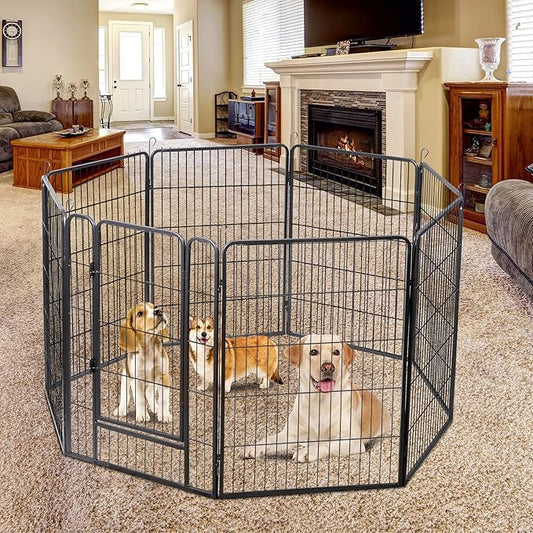 ZENY Dog Playpen 40Inch 8 Panels, Heavy Duty Pet Dog Pen Indoor, Metal Dog Fence with Doors, Foldable Animal Outdoor Exercise Pen for Yard, RV, Camping