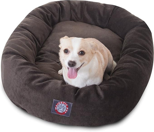 Majestic Pet Villa 32 Inch Shredded Memory Foam Dog Bed for Medium Sized Dog 32x23x7 Inch–Orthopedic Pet Bed - Washable Medium Puppy Mat with Head Support-Storm