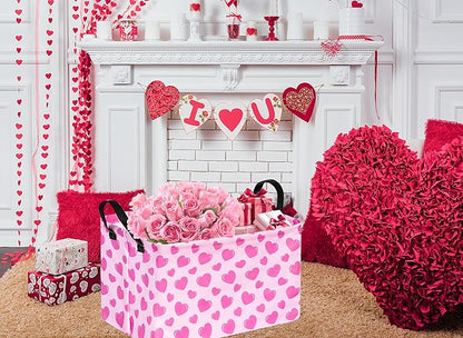 Valentine's Day Storage Basket Baby Hamper Collapsible Organizer Bin Gifts Shelf Baskets for Room Decor