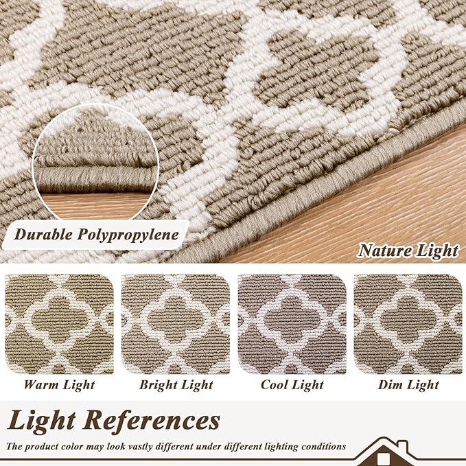 U'Artlines Runner Rug for Hallway 2×6feet Non Slip Kitchen Floor Carpet Runners Beige Geometric Pattern Machine Washable Area Rug for Entryway Bathroom