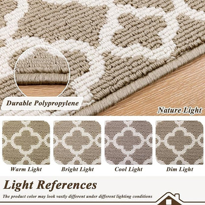 U'Artlines Runner Rug for Hallway 2×6feet Non Slip Kitchen Floor Carpet Runners Beige Geometric Pattern Machine Washable Area Rug for Entryway Bathroom