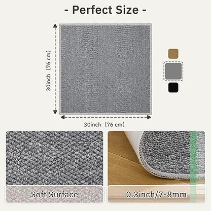 Non-Slip Stair Treads Runners - 30''x30'' Stair Runner for Wooden Steps Washable Self Adhesive Stair Landing Rug Stain Resistant Carpet Edging Staircase Mats for Kids and Dogs Grey