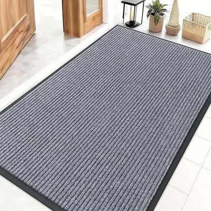 OLANLY Front Door Mat Indoor Outdoor Entrance, Waterproof Heavy Duty Doormat, Fade Resistant, Low Profile, Easy Clean Patio Porch Welcome Floor Mats for Entry, 47x32, Light Gray