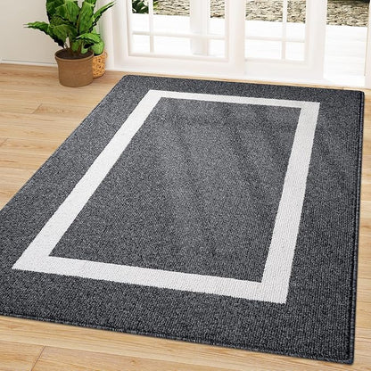 OLANLY Indoor Door Mat, 59x35, Non-Slip Absorbent Resist Dirt Entrance Mat, Washable Low-Profile Inside Entry Doormats for Entryway, Black