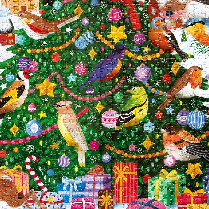 eeBoo 1000 Piece Puzzle - Christmas Songbirds Jigsaw Puzzle for Adults, Square 23" x 23" Made with Recycled Board & Vegetable-Based Ink
