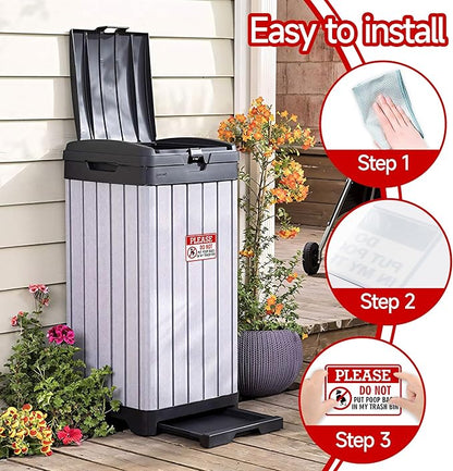 2PCS Please Do Not Dispose Poop Bags in This Trash Bin Stickers, Self-Adhesive Weatherproof Do not Throw Dog Poop Bag in The Trash Sign, Trash Can Stickers for House，Yard，Restaurant（5.9" x 3.9"）