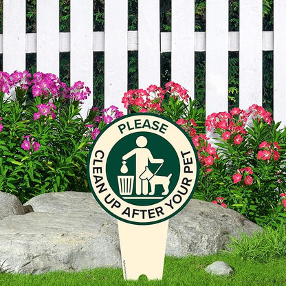 Please Clean Up After Your Pet Sign 7"x13", Heavy Duty Integrated Ground Stakes, No Poop Lawn Sign, Indoor/Outdoor Use, Rust Free Aluminum Composite, Made in USA by My Sign center