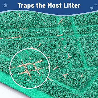 Smiry Cat Litter Box Mat 47x32, Non-Slip Water Resistant Litter Trapping Mat, Easy Clean Less Waste and Urine-Locking Cat Carpet for Indoor, Green