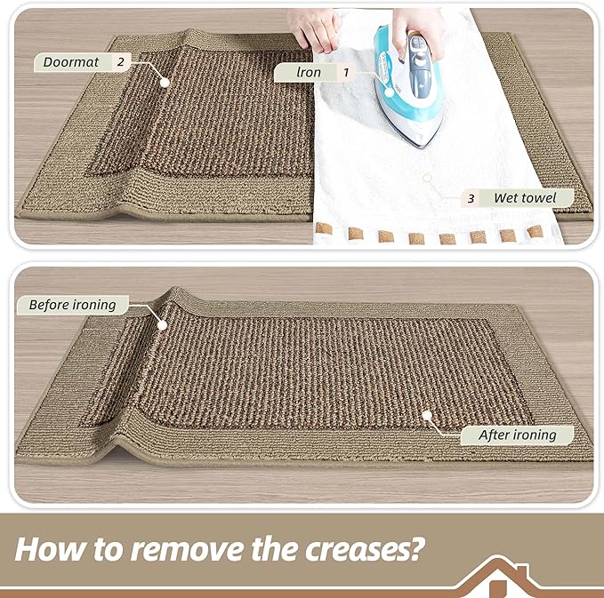 BEQHAUSE Indoor Door Mat 20" x 48", Dirt Trapper Door Mats Non-Slip Entryway Rugs Washable, Resist Dirt Absorbent Welcome Mat, Low Profile Floor Mats for Front Back Door and Entryway, Taupe